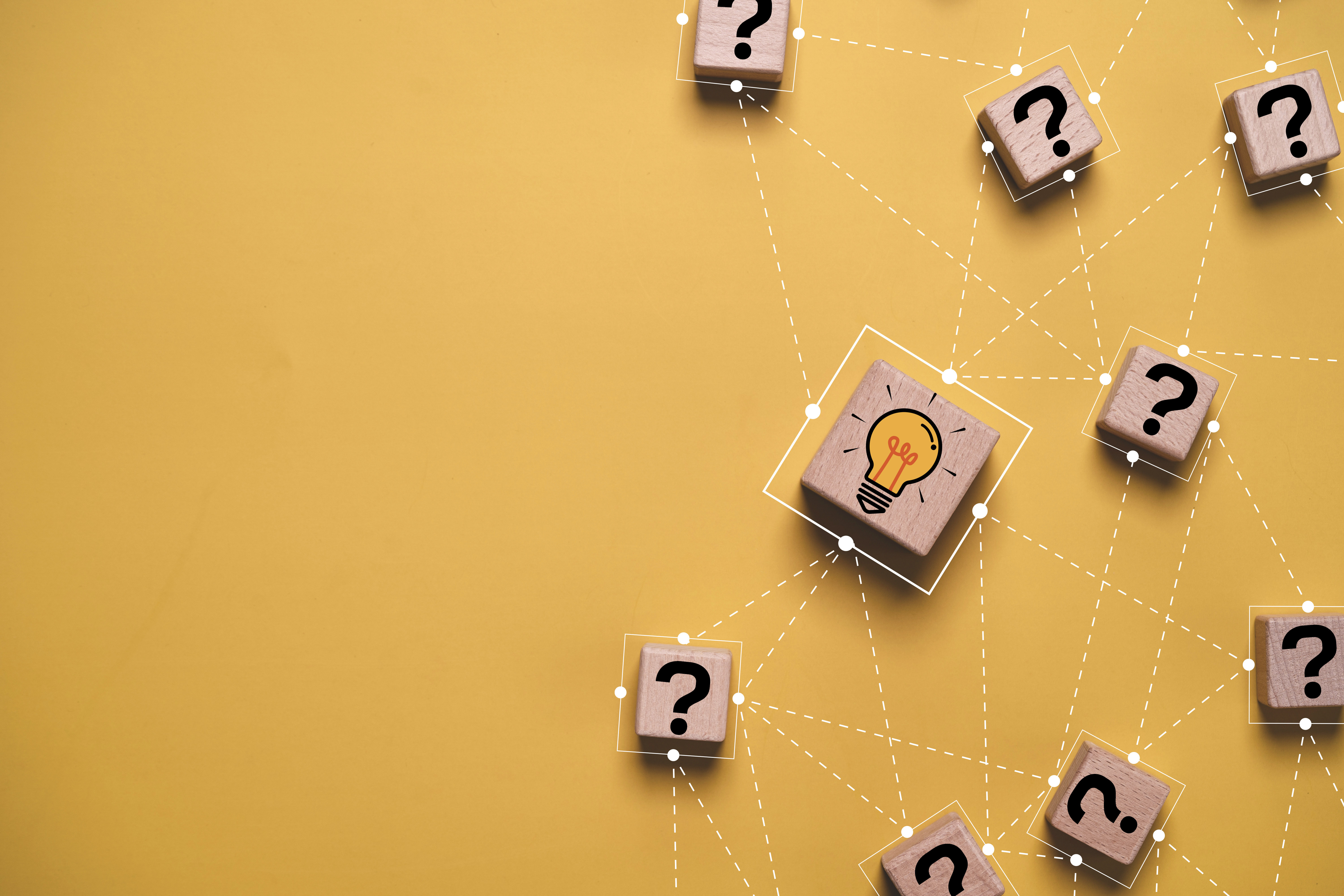 Image of question marks that are connected.