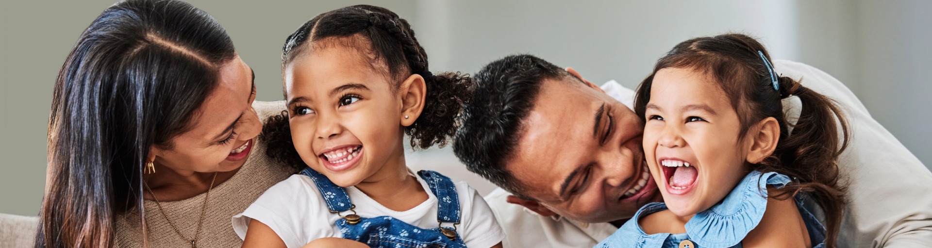 Happy family laughing