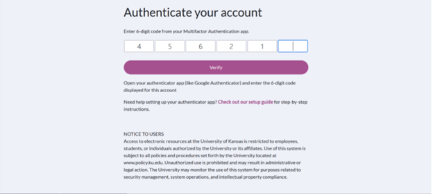 IRIS authentication screen