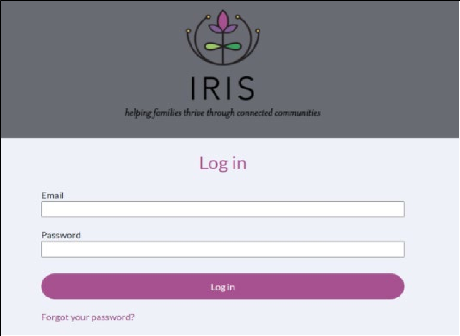IRIS log in page
