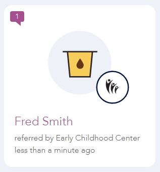Referral Cards with new comments are marked with a purple comment icon