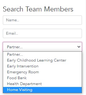 Search Team Members drop-down menu