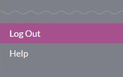 A vertical navigation menu with two options: Log Out highlighted in purple and Help listed below in gray.