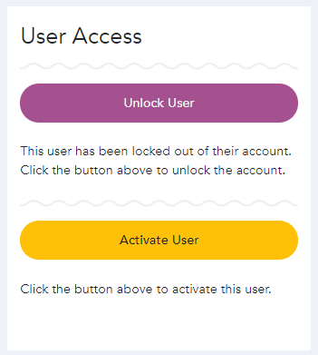 Unlock User and Activate User buttons